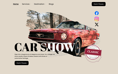 🚗 Car Show Landing Page Hero Section asthetic car cat show classic hero section landing page minimilestic mustang ui ux web design