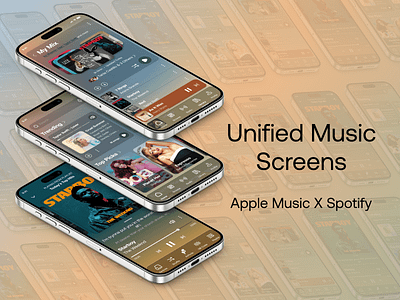 “Integrating Apple Music & Spotify UI/UX" airpods android apple music design homepage iphone mobile app mobile screens music music player playlist qr code seamless blend songs spotify ui user user experience user interface ux