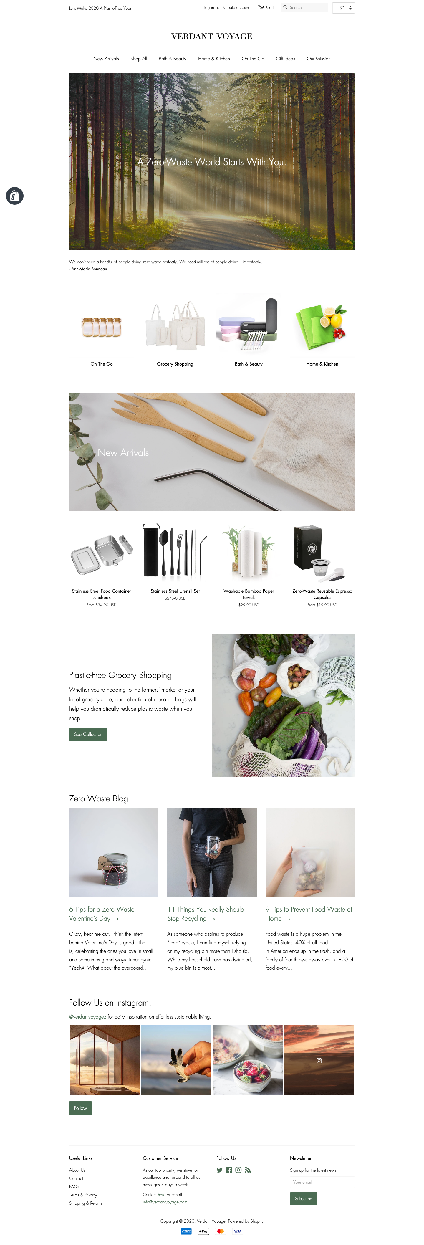 Shopify store design for Verdant Voyage (2020) branding ecommerce logo shopify webdesign websites