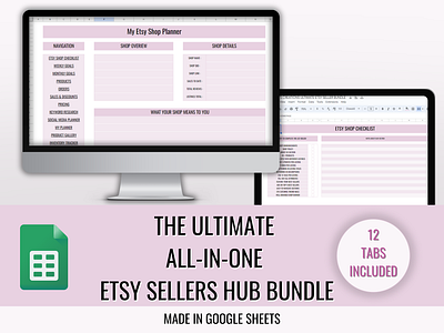 Ultimate ETSY Seller All-in-one shop hub manager etsy seller google sheets tracker inventory online seller inventory online seller tracker order tracker google sheets