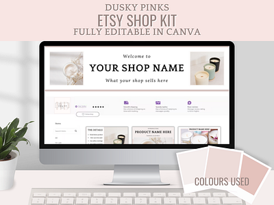 Etsy shop kit, Etsy branding kit, Fully editable Etsy Shop Kit etsy shop branding etsy shop starter kit