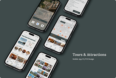 Tours & Attractions Mobile App activities app app design attractions booking design figma glass graphic design journey map mobile app tourism tours travel trip tripadvisor ui ux