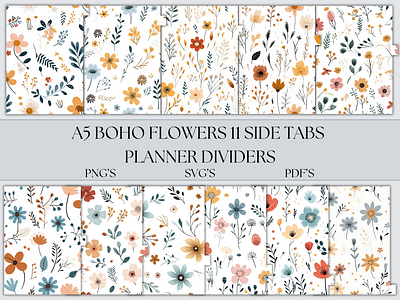 A5 Planner Dividers Inserts a5 planner dividers boho flower planner inserts boho planner