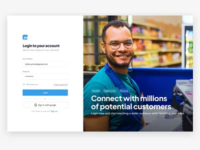 Retailer Login Page UI Design account design login retailer signup ui ux website website design
