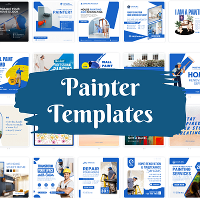 Social Media Posts for Painter (Canva Templates) business social media templates social media post templates social media templates