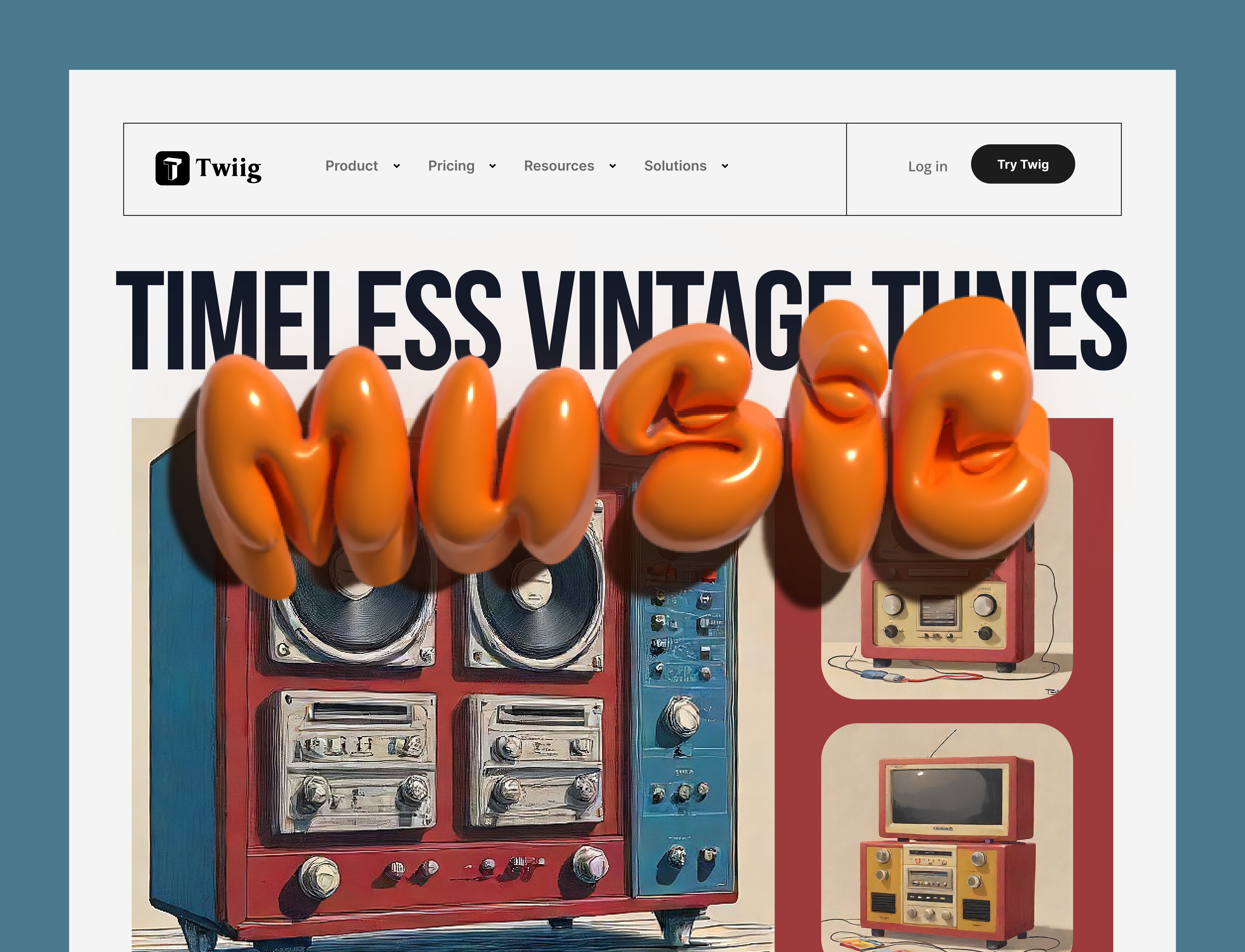 3D Music UI/UX Web page 3d illustration typography design ui