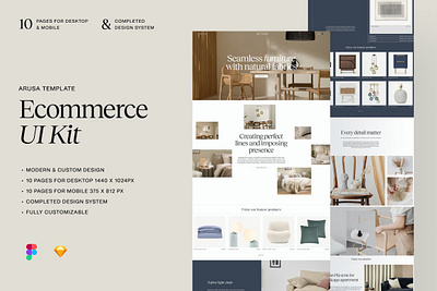 Arusa Ecommerce UI KIT Template arusa ecommerce ui kit template ecommerce ecommerce website figma ui kit website design website template