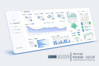 Admin Dashboard UI, UX, KIT analytics analyzing background bars blue business butch art chart charts computer curve daily dashboard data design diagram kit