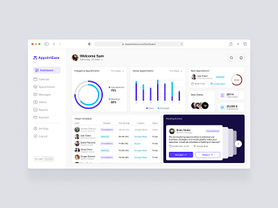 AppointEase: Appointment Coordination Dashboard dashboard data design meeting panel schedule ui uidesign web website