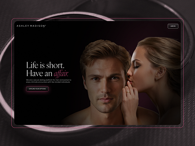 Ashley Madison Redesign Concept ai app ashley madison branding concept dark dating dating site design figma marriage netflix pink redesign typography ui web web design
