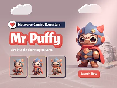 Mr Puffy Metaverse Gaming Ecosystem 3d ai blockchain branding crypto ecosystem metaverse nft ui ux uidesign web webdesign
