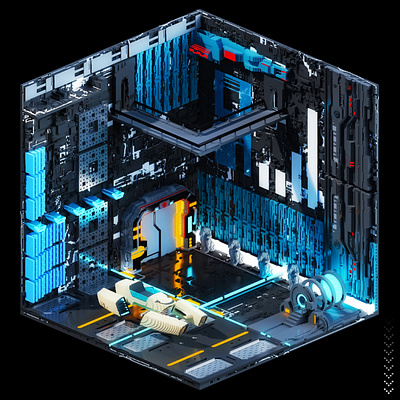 VoxStories #21 - Cybernetic 3d animation art concept art cyberpunk cyborg digital art diorama dystopia environment game isometric magicavoxel spaceship ui ux voxel