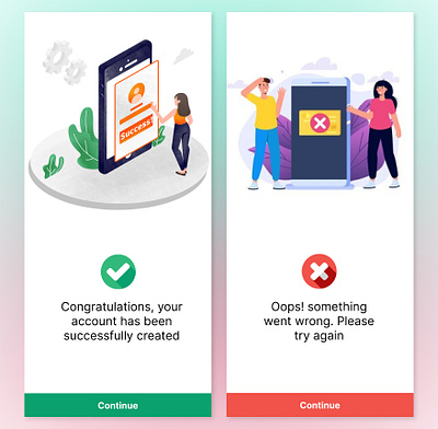 Successful and error message app app design dailyui dailyuichallenge figma graphicdesign icons uidesign