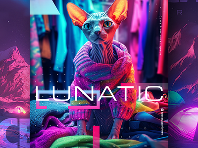 Lunatic 🌙 ai branding cat daliy design illustration poster print