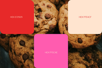 Logo for a brand of cookies | Visual identity | Сolor palette brand branding cake color color code color palette cookie cookies design graphic design illustration kid logo logotype pink red sweet ui visual visual identity