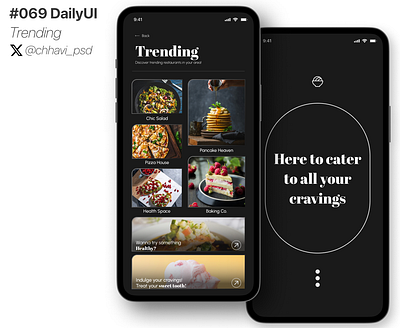 #069_DailyUi Trending app application dailyui dark mode design figma food app interface mobile app trending ui uiux ux