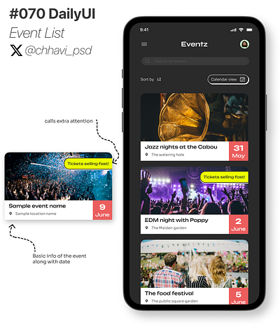 #070_DailyUi Event List app application dailyui design event event list figma interface mobile app mobile interface ui uiux ux