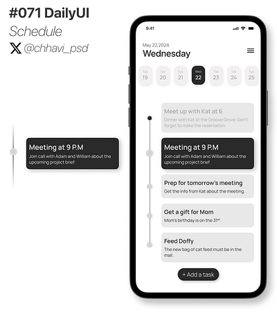 #071_DailyUi Schedule app application dailyui design figma interface mobile application mobile interface schedule schedule app ui uiux ux