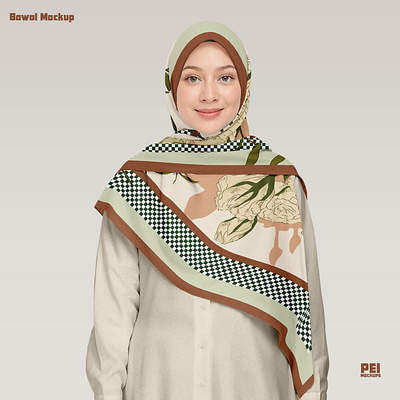 Bawal Mockup apparel bawal clothes design download fabric fashion female girl hijab mockup muslim photoshop psd scarf shawl template textile woman