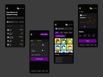 Serrent Swap responsive interaction blockchain blockchain mobile crypto app crypto app design crypto mobile defi defi mobile design illustration interaction ios mobile motion ui ux web 3