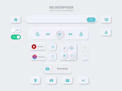 Neumorphism UI Button Design 3d animation apps branding creative logo design figma graphic design graphicdesign icon illustration logo minimal motion graphics neomorphism typography ui uiux vector website