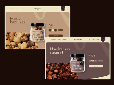 Snacks product page e-commerce design | Studio Suprasoul branding design e commerce hazelnuts product page snacks sweets tasteful ui ux web design