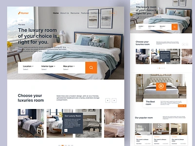 Luxurious Room Finder Landing Page - Homer design landing page page ui ui deesign ux