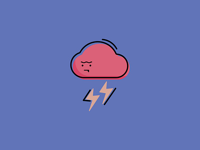 Angry Cloud. angry character cloud design face graphic design greeting cards illustrated illustration lightening minimal simple vector