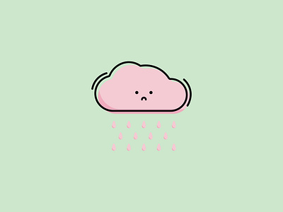 Sad Cloud. character cloud cute design face graphic design greeting cards illustrated illustration minimal pink sad simple