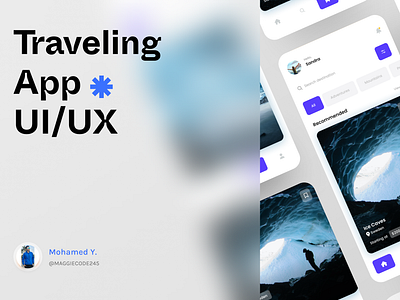 Travelling app UI/UX adventure app app design blue blur cave design explore figma inspire mockups mountain oceans planet project purple travel ui ux