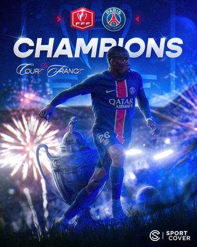 PSG Coupe de France Champions athletics football gameday graphic design matchday poster design soccer