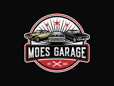 Logo For Moes Garage branding car classic design graphic design illus illustration ilustractor logo retro tshirt vector vintage