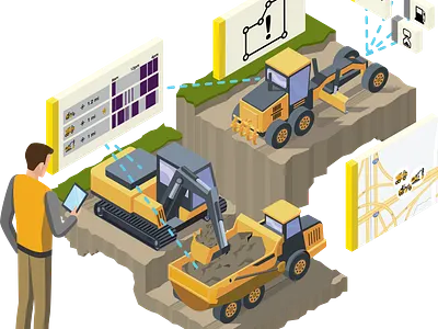 Isometric Construction Tracking Software design illustration isometric
