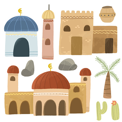 Islamic Building Element Illustration adventure animation arabian architecture branding building children childrens book childrens illustration cute illustration design element graphic design history illustration islamic middle east motion graphics procreate ui