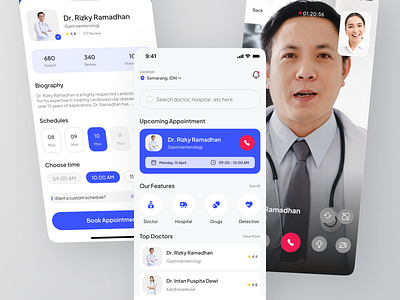 Sehat - Medical Consultancy Mobile App application design doctor health health care healthcare hospital medical medical app medical care medicine mobile mobile app mobile application modern telehealth telemedice ui uiux video call