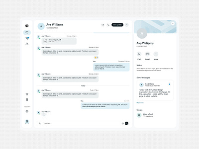 ME Studio Chat messenger App blue chat contact details design system light mailbox messenger modern sidebar ui kit