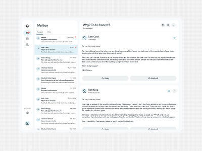 ME Studio - Mailbox & messenger desktop app blue design system emil light mail mailbox messages pane sidebr ui