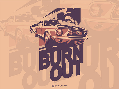 Bullit 1968 Burnout bullitt bullitt1968 burnout classic coreldraw ford graphic design illustration lineart mustang retro stevemcqueen vector vintage