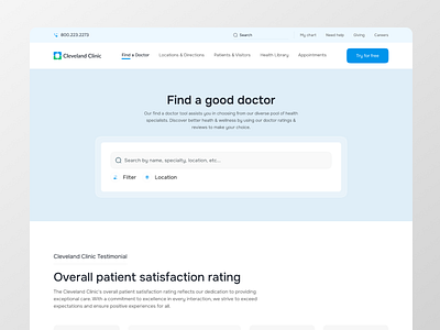 Cleveland Clinic- Healthcare Website Find A Doctor Page Redesign cleveland clinic clinic landing page clinic website health healthcare healthcare landing page healthcare website medical medical landing page medical website