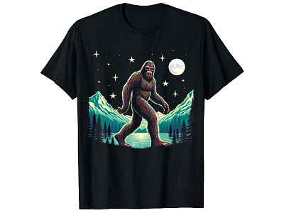 Bigfoot Sasquatch Walking in the Moonlight T-Shirt amazontshirt bigfoot bigfoot sasquatch bigfoottshirt merchtshirt sasquatch t shirt tshirt tshirtdesign tshirts typography