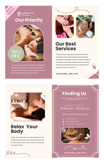 03 Spa & Massage Bifold bifold branding canva design massage spa template