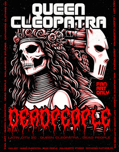 QUEEN CLEOPATRA X DEAD PEOPLE FAN ART branding charac character design fan art graphic design illustration logo poster vector