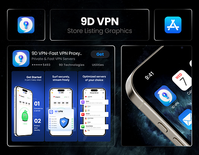 9D VPN - Appstore Screenshots Assets animation appstore playstore project screenshots ui
