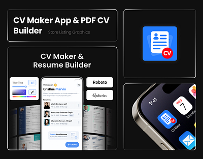 CV Maker App - Playstore Screenshots Assets appicons googleplaystore icons playstore playstorescreenshots screenshots ui