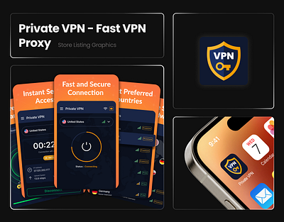Private VPN Proxy - Playstore Screenshots Assets icons playstoreappicons playstorescreenshots screenshots ui