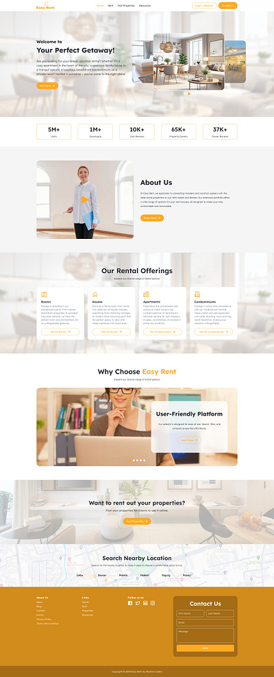 Rental Landing Page Design branding figma landing page rental ui