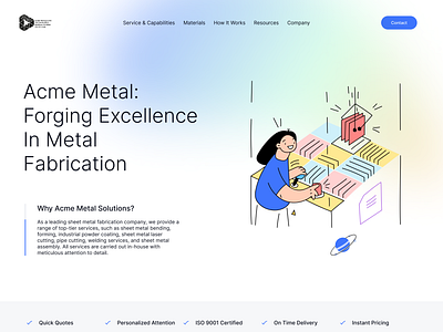 Landing page for Metal fabrication company best of 2024 illustration landing page ui ux website design website ui