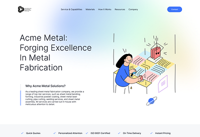 Landing page for Metal fabrication company best of 2024 illustration landing page ui ux website design website ui