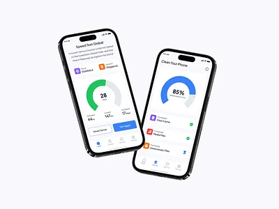 Utility Mobile App Design android app app designer app ui ux designer clean cleaning app file cleaner internet speed test app internet speed testing app ios app mobile app design modern app design phone cleaner professional mobile app sleek app design speedometer storage cleaner technology app ui ux designer utility app virus cleaner
