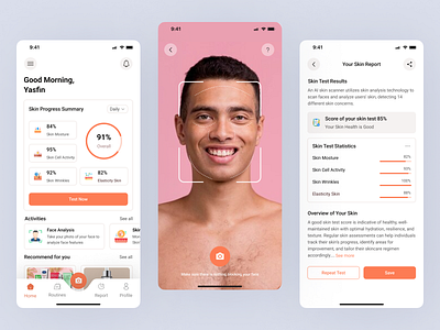 Skin Care App UIUX Design app app design beauty tech design product design skin care app skin test app skincare ui ux